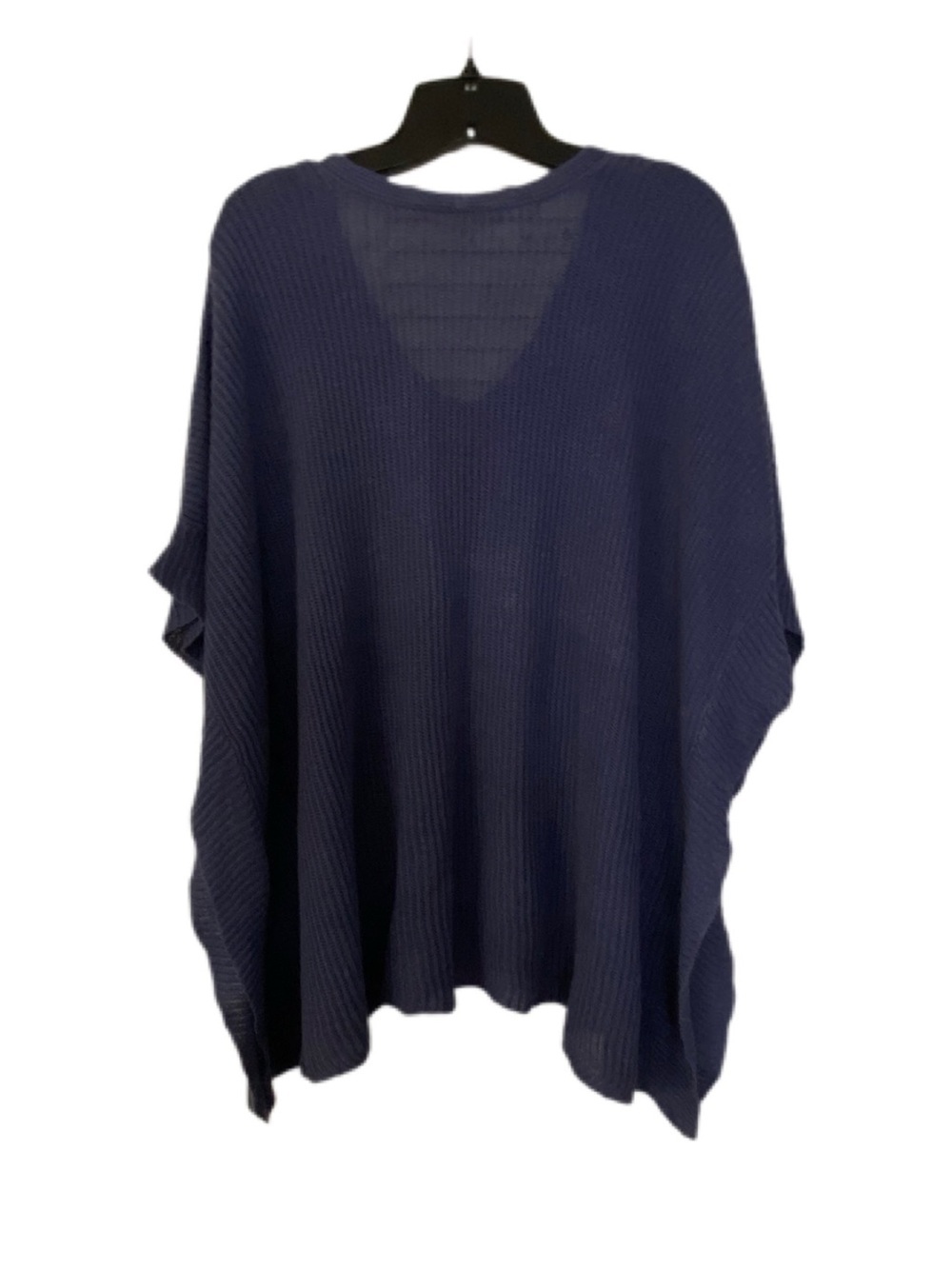 Eileen Fisher Navy Ribbed V-Neck Poncho Top Size OS